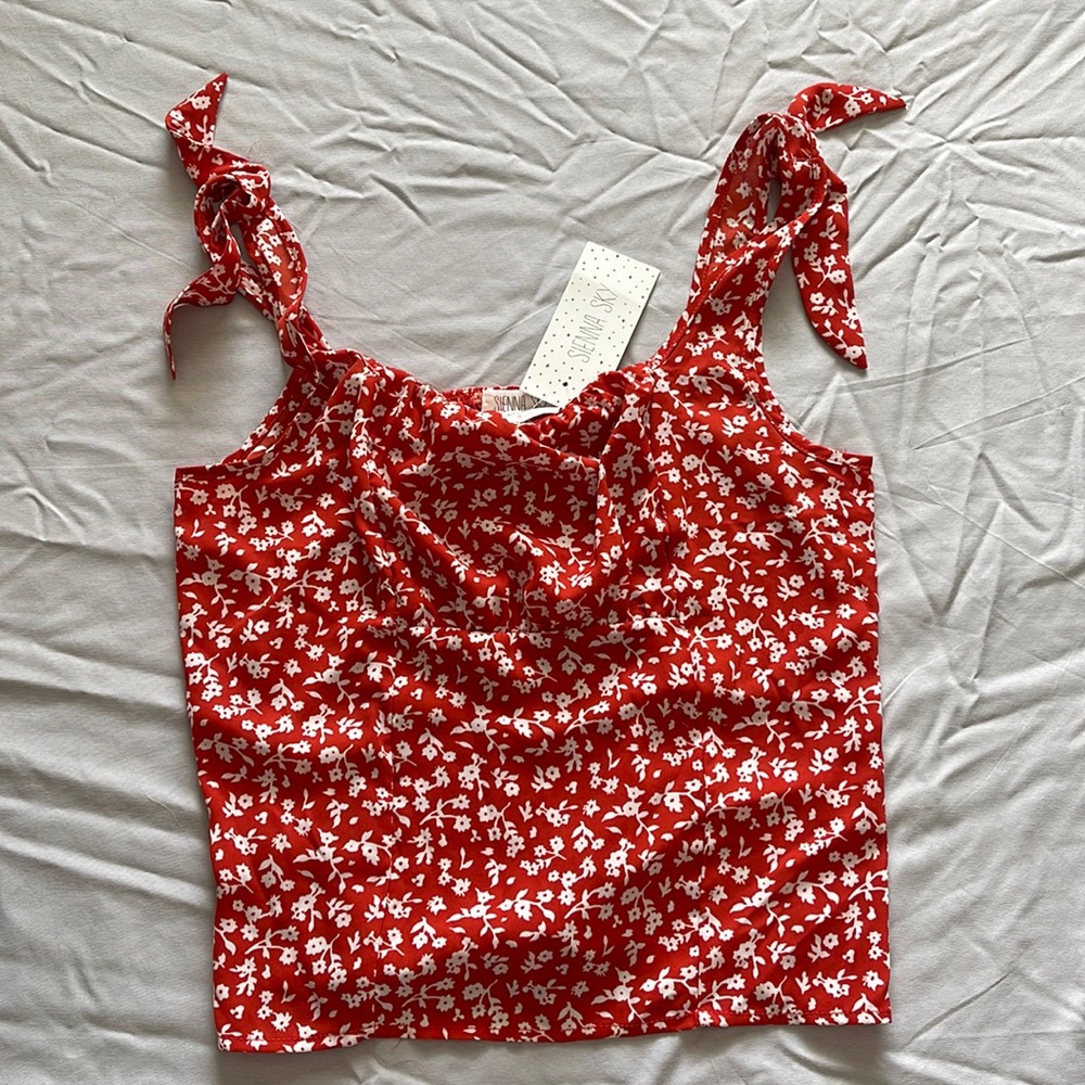 NWT Sienna Sky dressy tank tops with ties on shoulders, size s